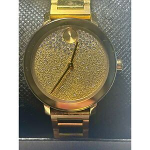 Movado Bold Evolution 34mm Gold Crystal Dial Women's Watch - New Battery!